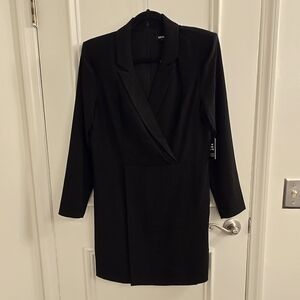 Express Black Sheath Mini Dress Plunge Neckline